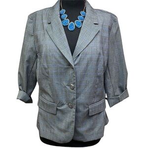 T. Milano Gray With Light Blue Pinstripes Blazer